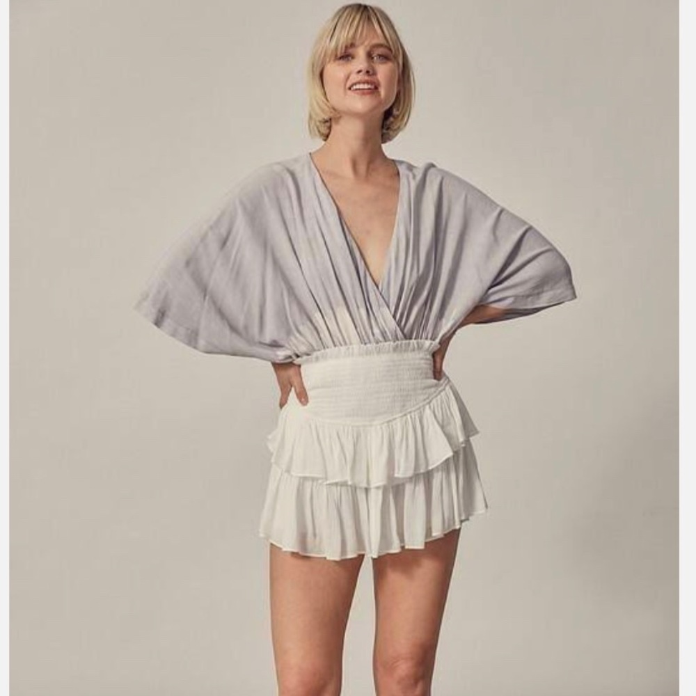 mustard seed white ruffled skirt size M